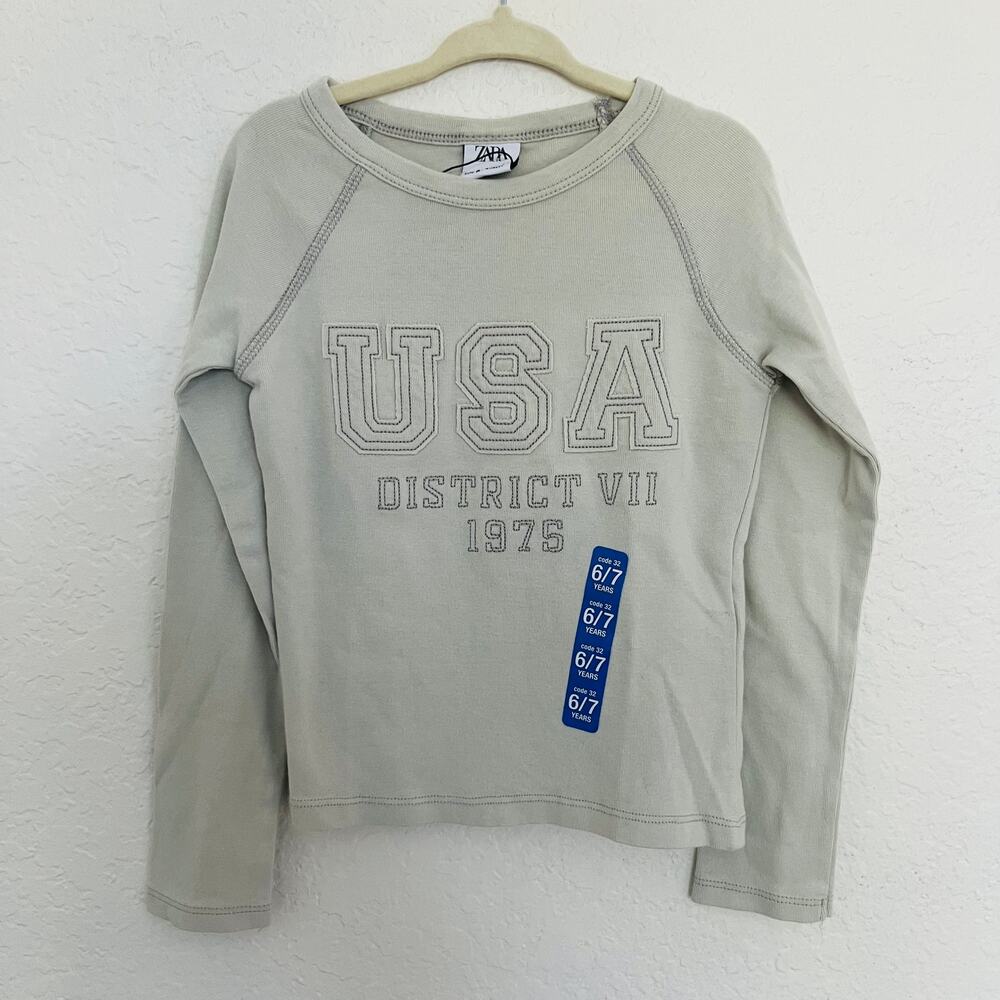 ZARA Kids 'USA' Long Sleeve Top Size 6/7 NWT